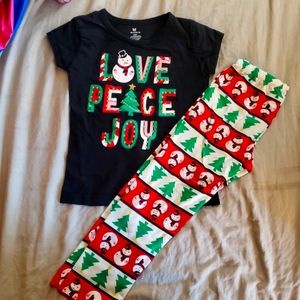 Christmas holiday outfit set girls 6x snowman tree
